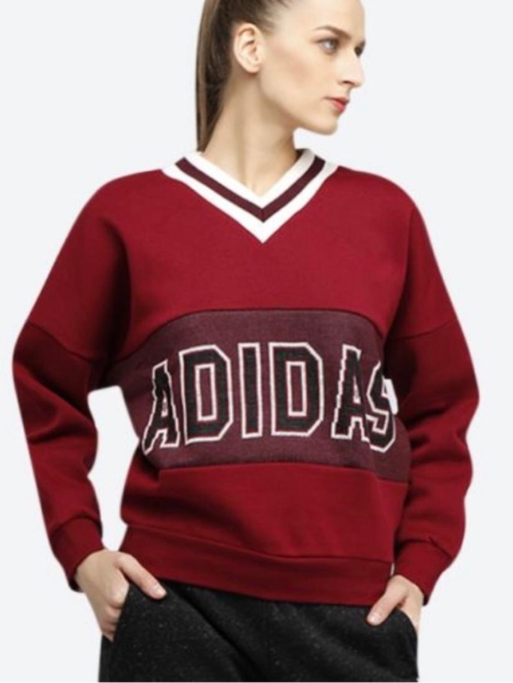 ADIDAS ADIBREAK Limited Edition V-Neck Pullover Preppy Sporty Coastal Sweatshirt